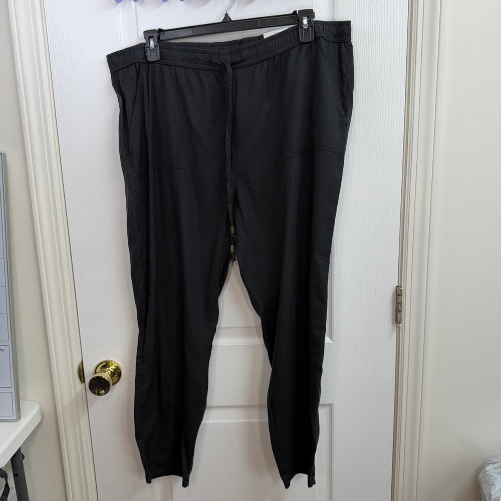 NEW Time and Tru black soft pant pull on mid-rise slim pocket relaxed pants XXL